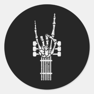 Sticker Rond Guitare Skeleton Rock N Roll Rocker Sign Punk Hall