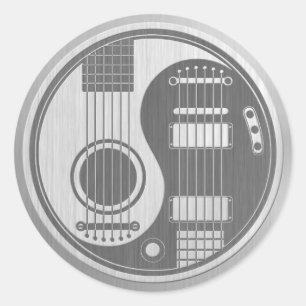 Sticker Rond Guitares électriques acoustiques Yin Yang Acier in