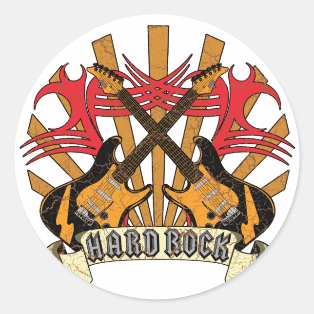 Sticker Rond Guitares Hard Rock (Devant)