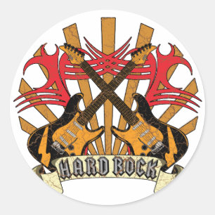 Sticker Rond Guitares Hard Rock