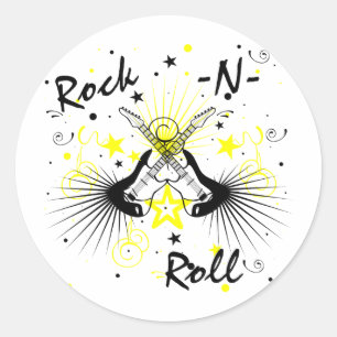Sticker Rond Guitares Rock n Roll