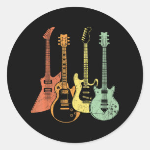 Sticker Rond Guitariste Colorful Instruments de musique Guitare