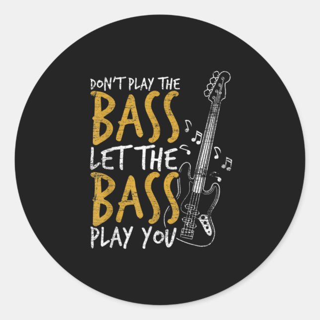 Sticker Rond Guitariste Laisser Bass Guitar Anniversaire (Devant)