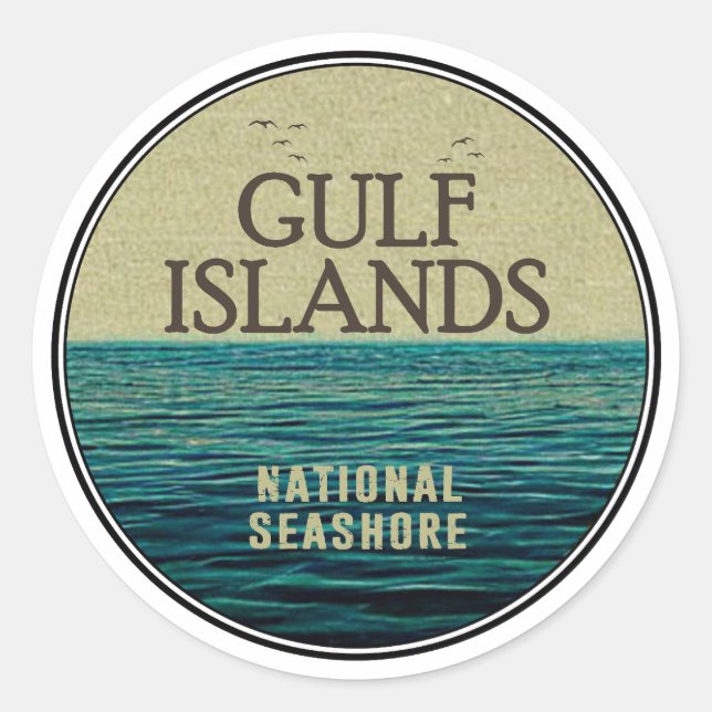 Sticker Rond Gulf Islands National Seashore Ocean Birds (Devant)