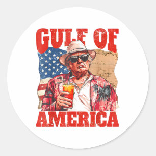 Sticker Rond Gulf Of Us America Est 2025 Retro Vintage Beach 8