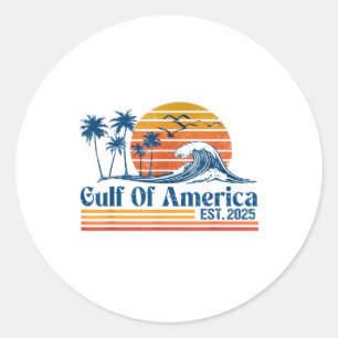 Sticker Rond Gulf Of Us America Est 2025 Retro Vintage Beach _9