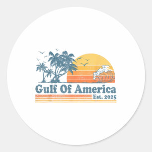 Sticker Rond Gulf Of Us America Est 2025 Retro Vintage Beach Me