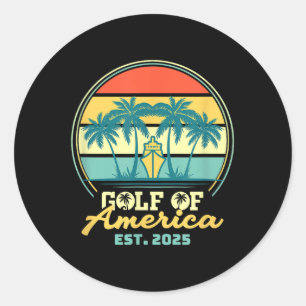 Sticker Rond Gulf Of Usa America Shirt Est 2025 Retro Vintage B