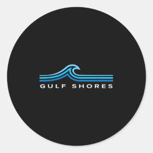 Sticker Rond Gulf Shores Alabama Vagues Vintage Hommes Femmes G