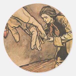 Sticker Rond Gulliver's Travels vintage par Arthur Rackham