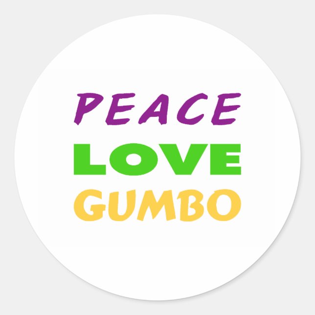 STICKER ROND GUMBO DE L'AMOUR DE LA PAIX (Devant)