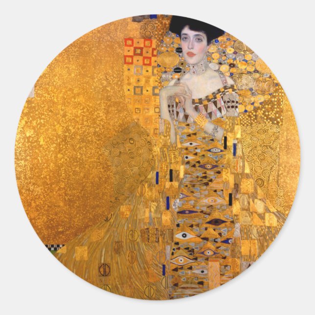 Sticker Rond Gustav Klimt "Adele" Vintage (Devant)