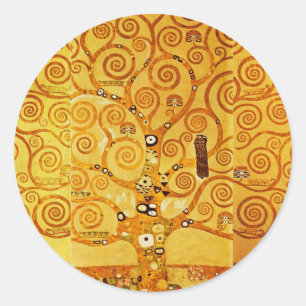 Sticker Rond Gustav Klimt Arbre de Vie : Symboliste Art Nouveau