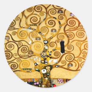 Sticker Rond Gustav Klimt Arbre de Vie : Symboliste Art Nouveau