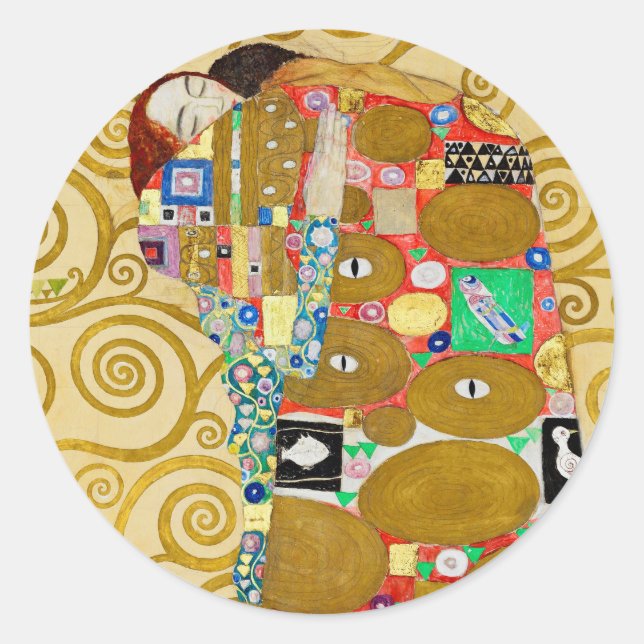 Sticker Rond Gustav Klimt Exécution Nouveau Couple (Devant)
