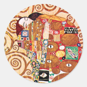 Sticker Rond Gustav Klimt - Le Baiser - Peinture d'art fin