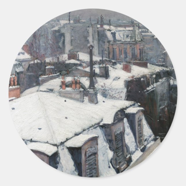 Sticker Rond Gustave Caillebotte - Toits dans la neige (Devant)