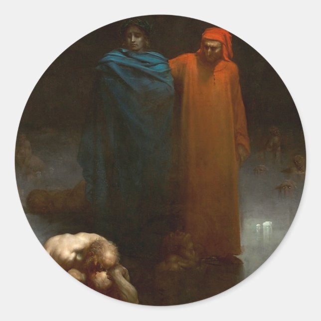 Sticker Rond Gustave Dore - Dante Et Virgile Dans Le Neuvième C (Devant)