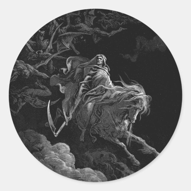 Sticker Rond Gustave Dore - Mort Sur Le Cheval Pâle (Devant)