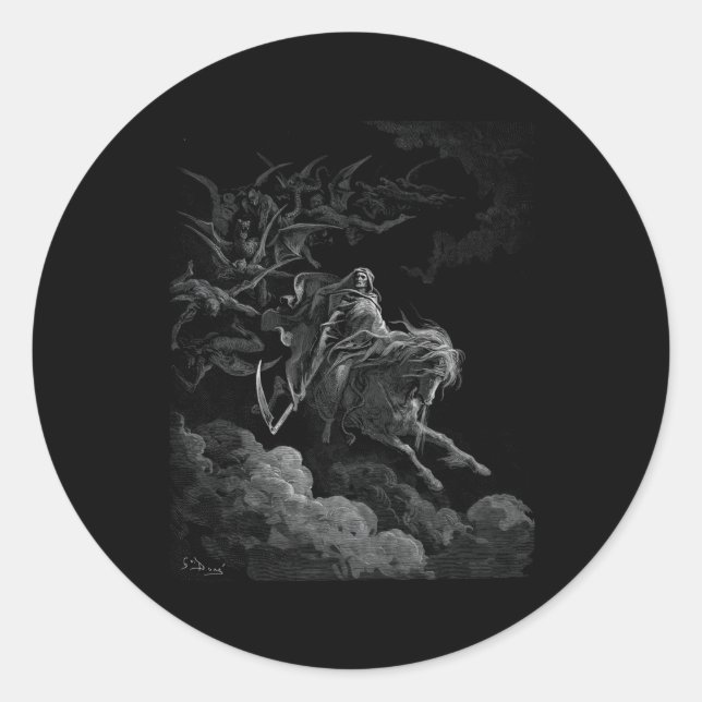 Sticker Rond Gustave Dore Mort Sur Le Cheval Pâle (Devant)