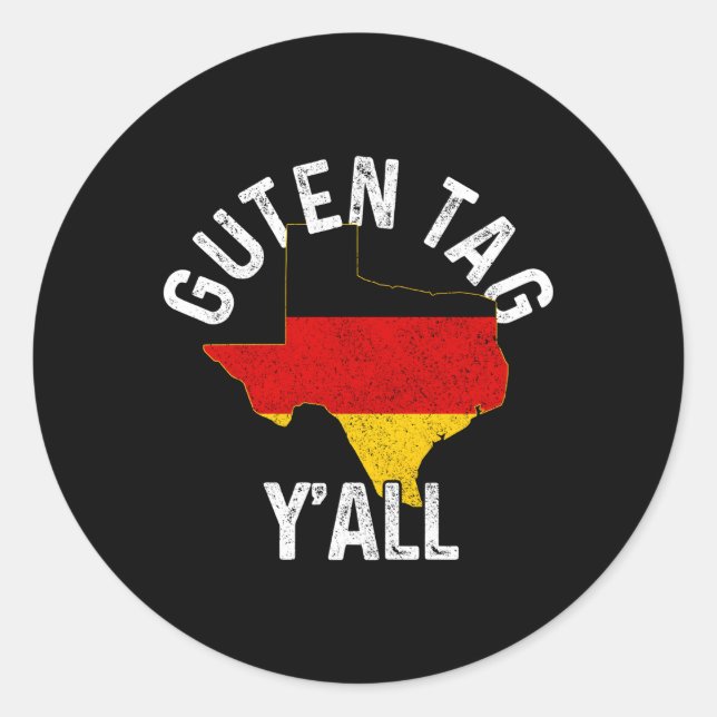 Sticker Rond Guten Tag Y'All Texas Gery Oktoberfest Ger (Devant)