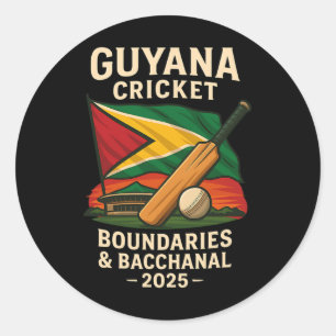 Sticker Rond Guyana Cricket 2025 Frontières Et Canal Caraïbes