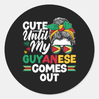 Sticker Rond Guyana Guyana Guyana Guyana Drapeau Jusqu'À Mon Gu