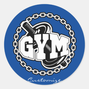 Sticker Rond Gym Barbell Logo Thunder_Cove