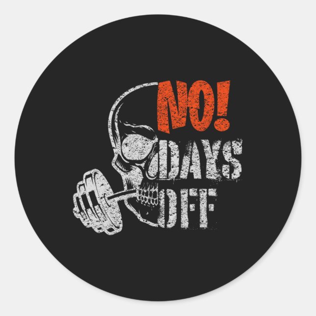 Sticker Rond Gym Day Skull Weightlifting Gym Motivation And Fit (Devant)