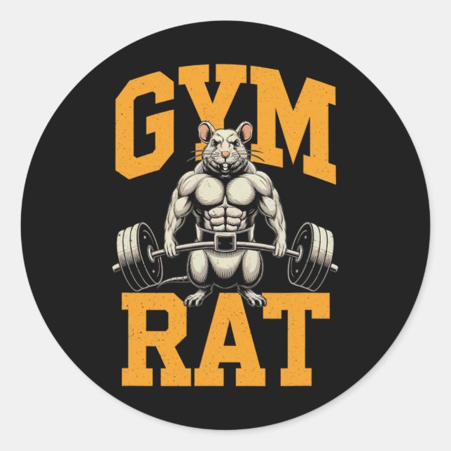 Sticker Rond Gym Rat Signification Gym Rat Costume Poids Liftin (Devant)