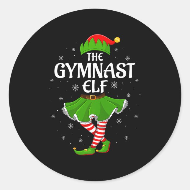 Sticker Rond Gymnast Elf Christmas Family Girls Women Elf Squad (Devant)