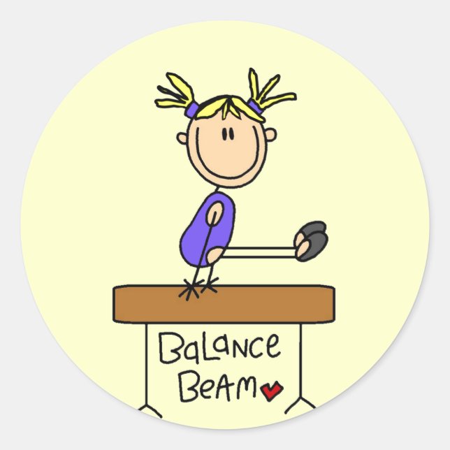 Sticker Rond Gymnaste blond Girl sur des tee-shirts et des cade (Devant)