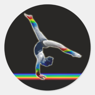 Sticker Rond Gymnaste sur un arc-en-ciel