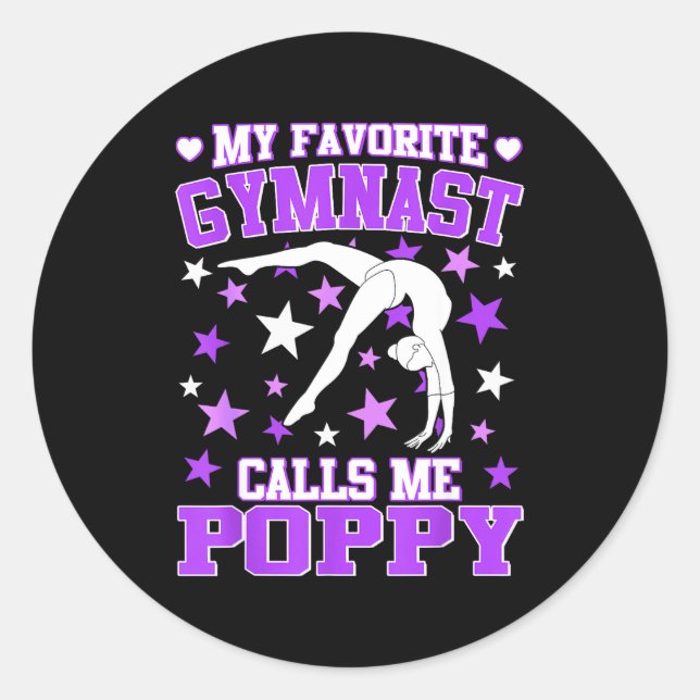 Sticker Rond Gymnastics My Favorite Gymnast Calls Me Ppy  (Devant)