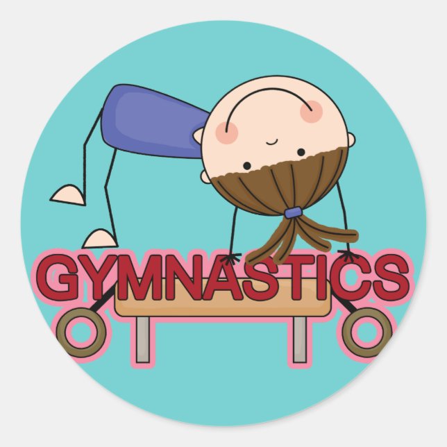 Sticker Rond GYMNASTICS - T-shirts Brunette Girl Balance (Devant)