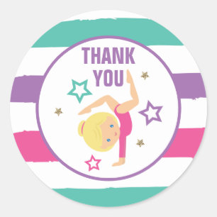 Sticker Rond Gymnastique Anniversaire Merci Favor
