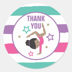 Sticker Rond Gymnastique Anniversaire Merci Favoriser Classic R