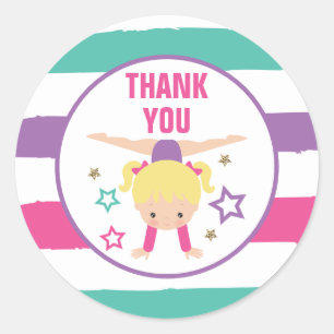 Sticker Rond Gymnastique Anniversaire Merci Favoriser Classic R