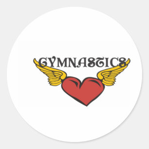 Sticker Rond Gymnastique avec le coeur à ailes