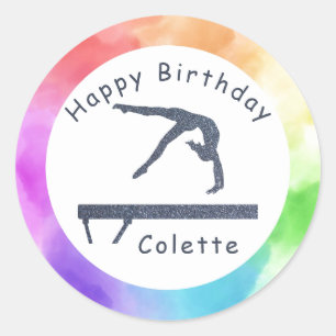 Sticker Rond Gymnastique Balayage de l'équilibre d'anniversaire