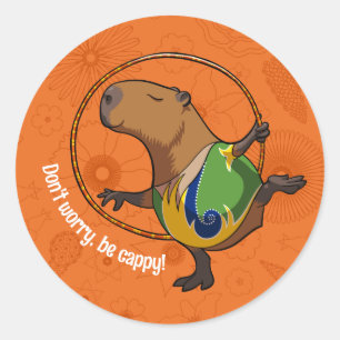Sticker Rond Gymnastique de cabiaïre Fan d'animaux mignons Art