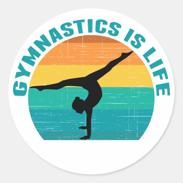 Sticker Rond Gymnastique est la vie belle Sunset Gymnaste Turqu (Devant)