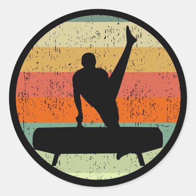 Sticker Rond Gymnastique masculine Gymnaste masculine au couche (Devant)