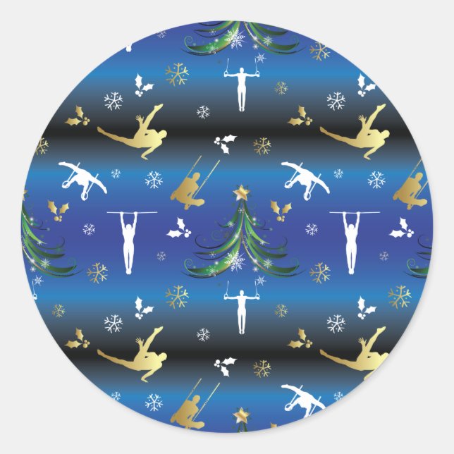 Sticker Rond Gymnastique masculine Snowflake sapin de Noël (Devant)