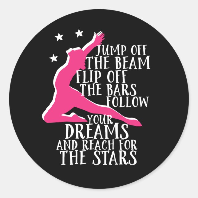 Sticker Rond Gymnastique motivationnelle Citation Gymnaste Athl (Devant)