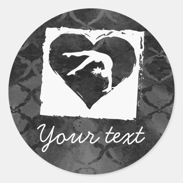 Sticker Rond Gymnastique personnalisée Danse Coeur gris (Devant)
