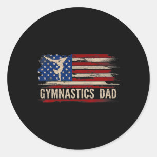 Sticker Rond Gymnastique vintage Papa Américain Drapeau Sports 