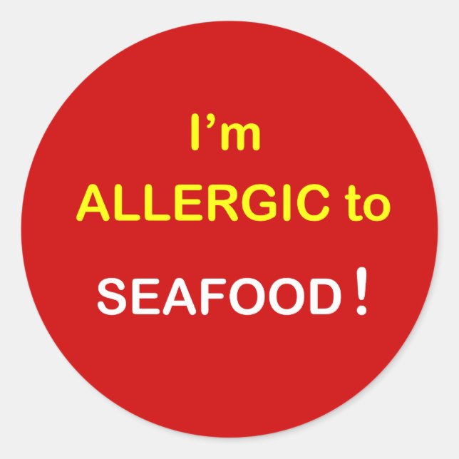 Sticker Rond h5 - Je suis allergique - FRUITS DE MER. (Devant)
