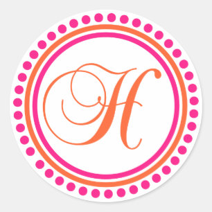 Sticker Rond H Monogramme (rose/orange)