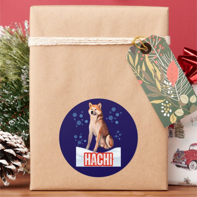 STICKER ROND HACHIKO (vacances)
